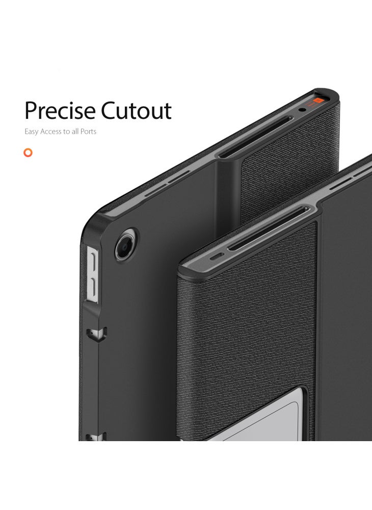 Domo Series for Lenovo Tab Plus Leather Case Tri-Fold Stand Anti-Scratch Tablet Cover - Black - Image 5